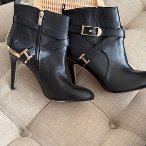 Marc Fisher Black Boots with Gold Accents